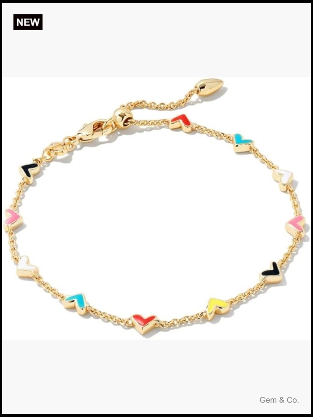 Kendra Scott Heart Chain Bracelet - Gold Tone, Link Design, Lobster Clasp, 6.9"L